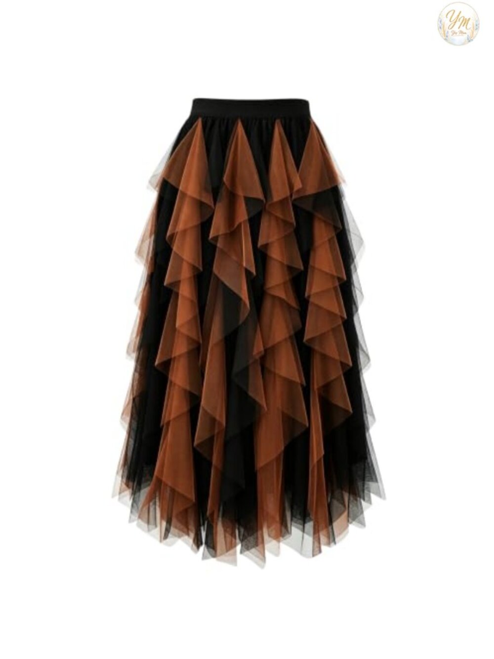Layered Mesh Tulle A-Line Skirt High Waisted